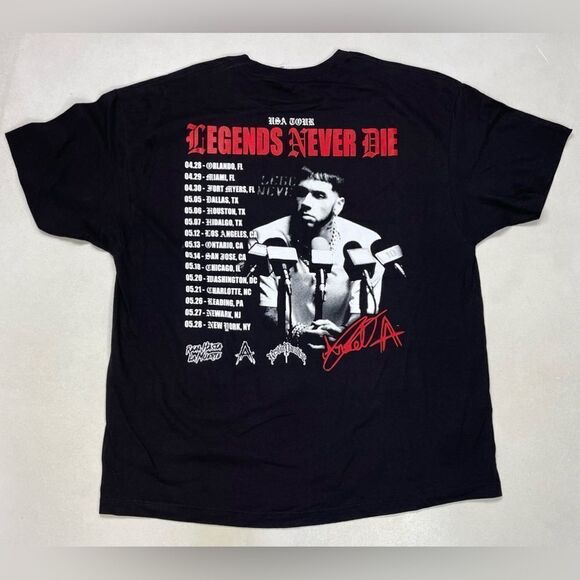 Anuel AA Legends Never Die USA Tour Graphic T-shirt Men XXL Real Hasta La Muerte - Picture 1 of 6